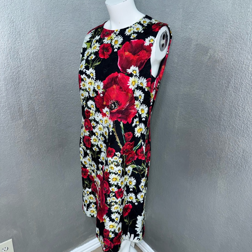Dolce & Gabbana Black Dress with Red and White Floral Design - Picture 17 of 17